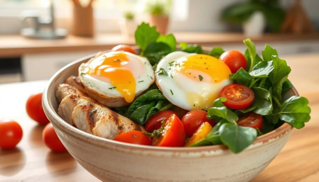 chicken egg breakfast bowl