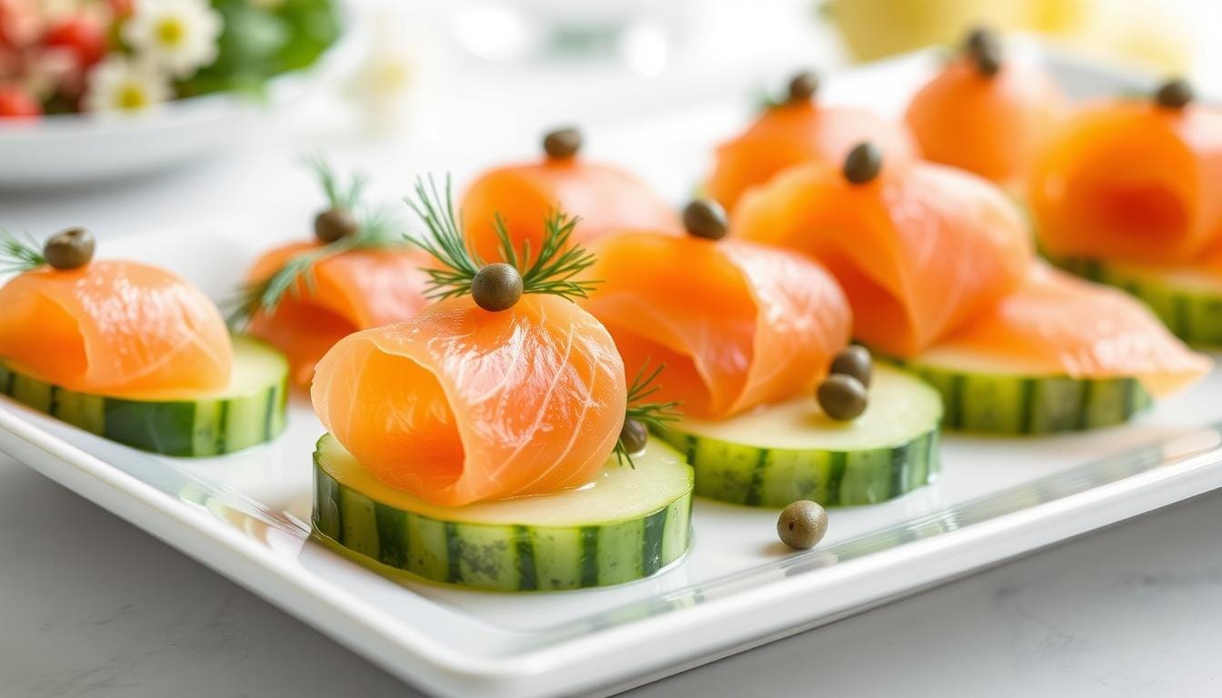 chatelaine smoked salmon roll on cucumber recipe