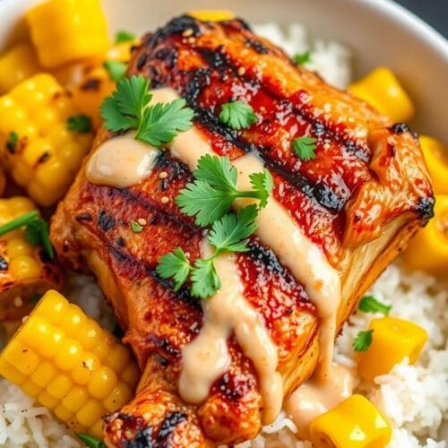 street corn chicken rice bowl