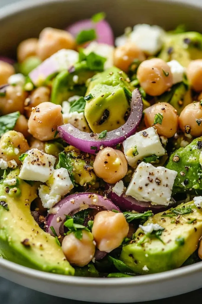 Chickpea Feta Avocado Salad