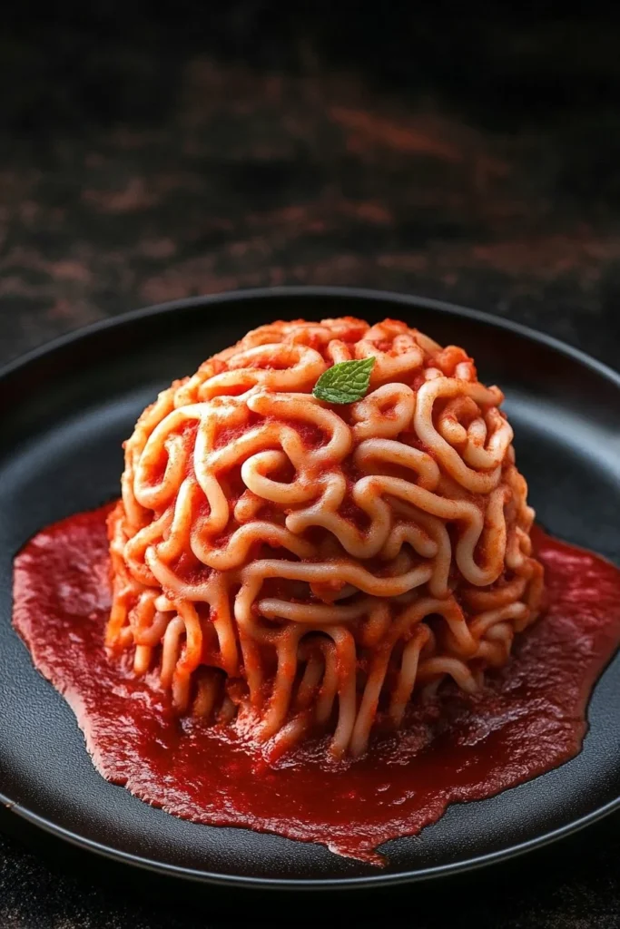 Creepy Spaghetti Brain Bake