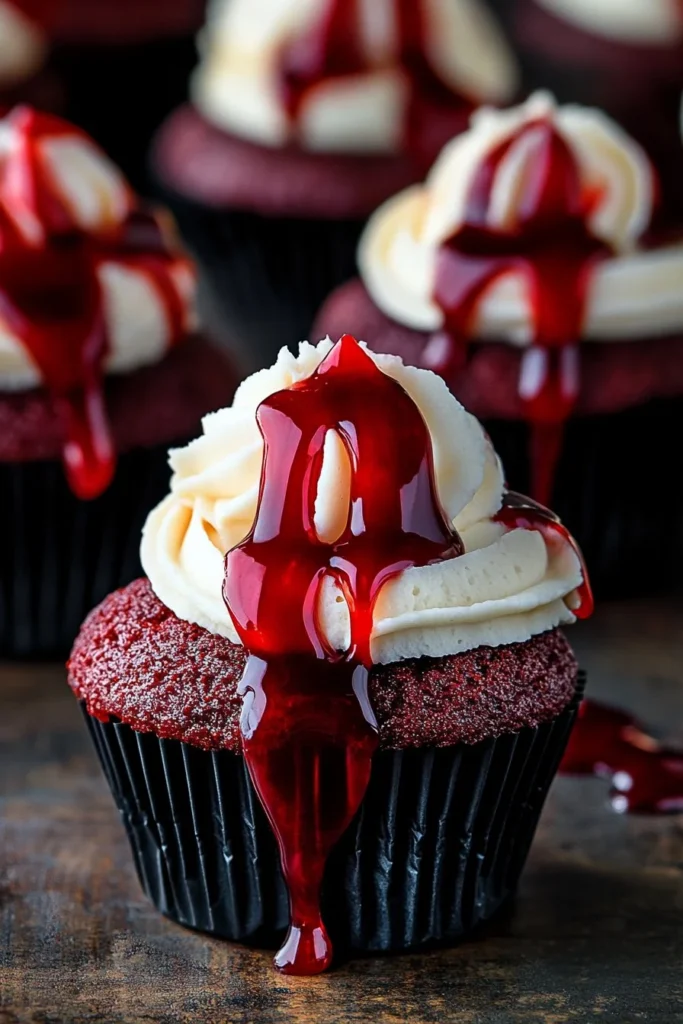 Halloween Vampire Bite Cupcakes