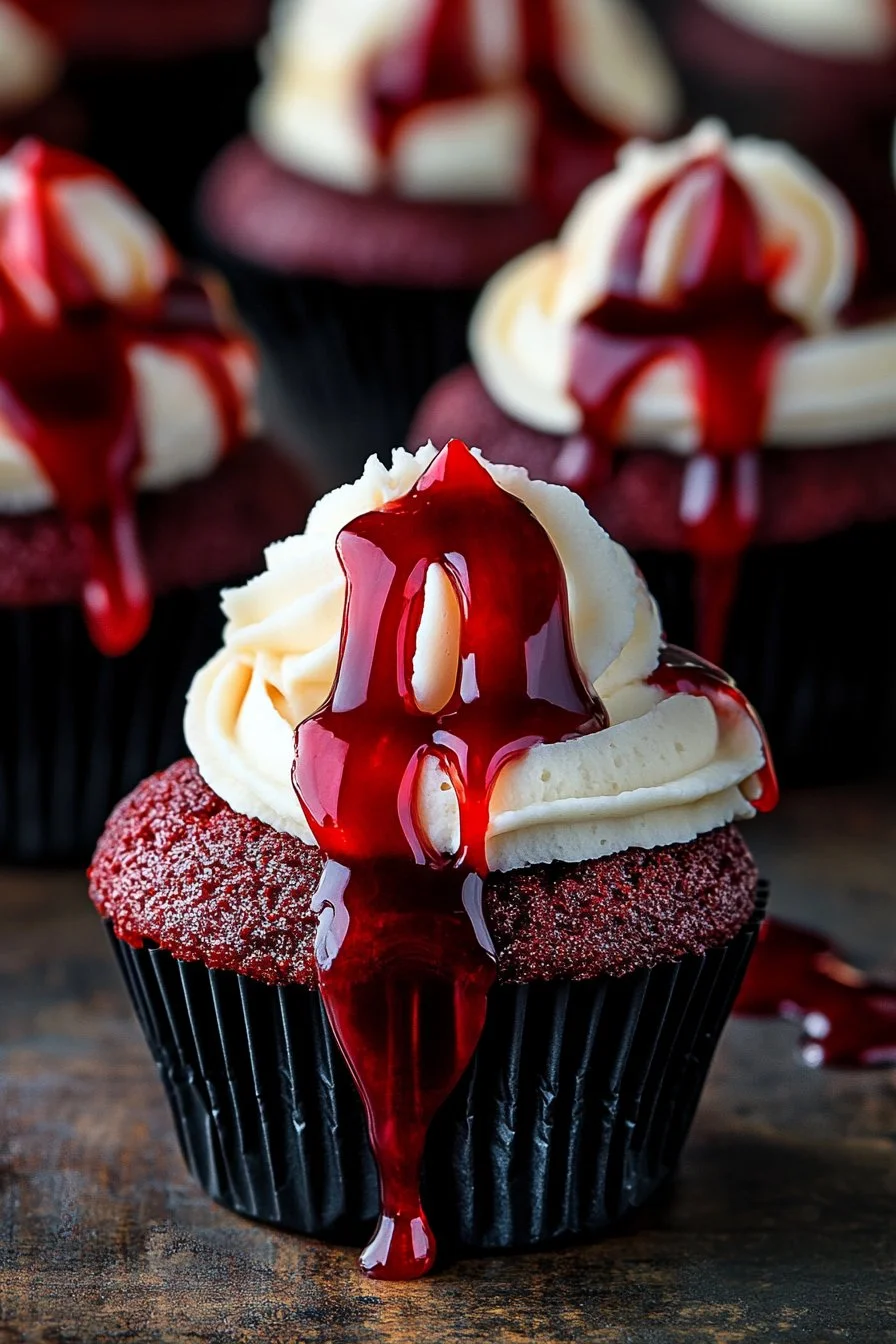 Halloween Vampire Bite Cupcakes