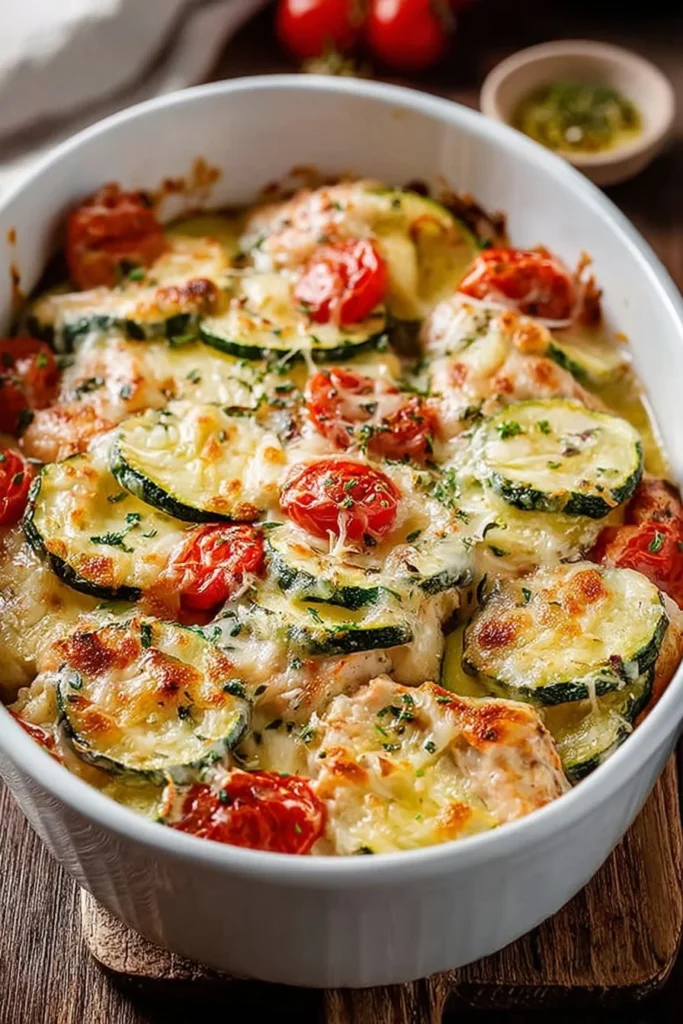 Mediterranean Chicken Zucchini Bake
