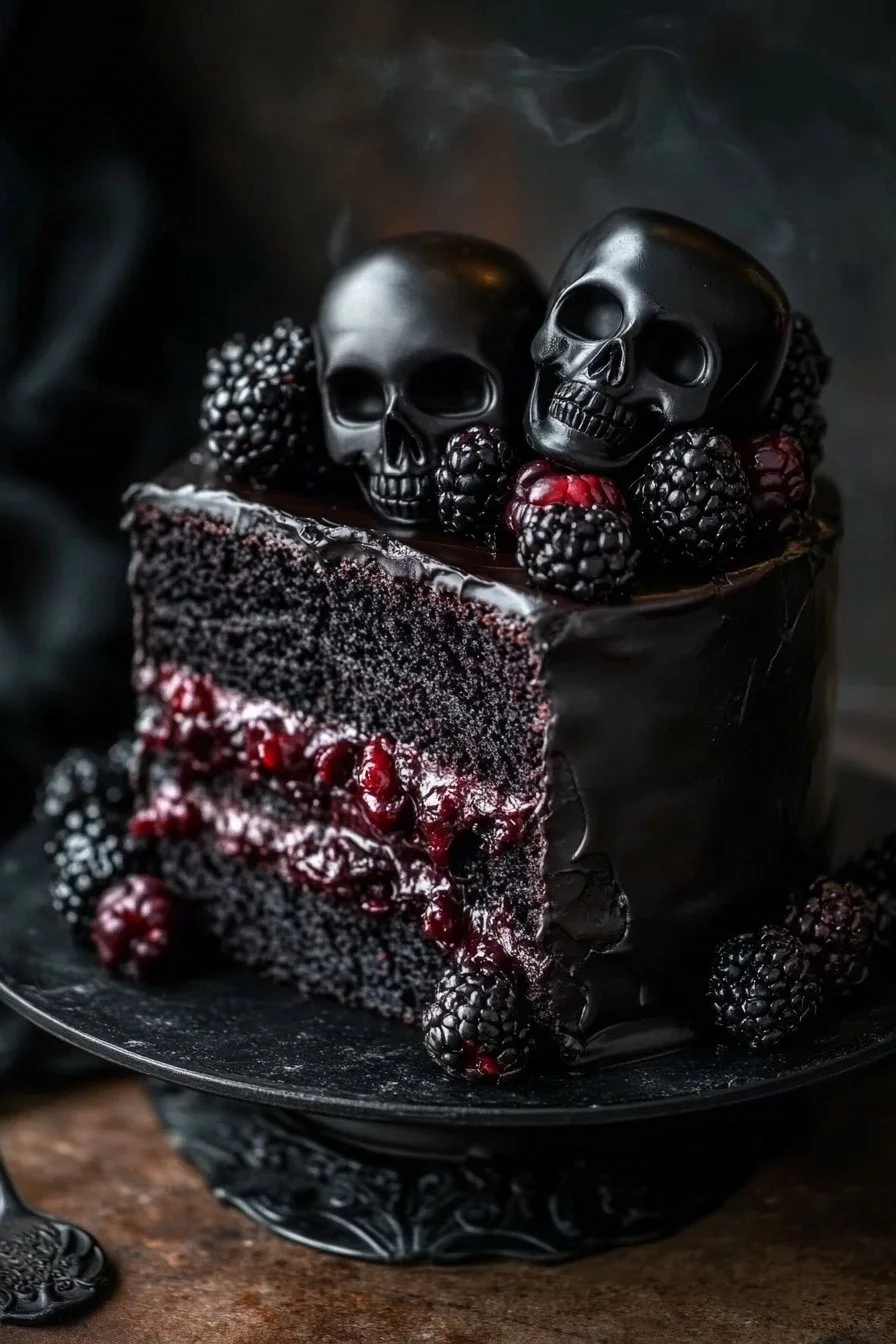Spooky Black Velvet Halloween Cake