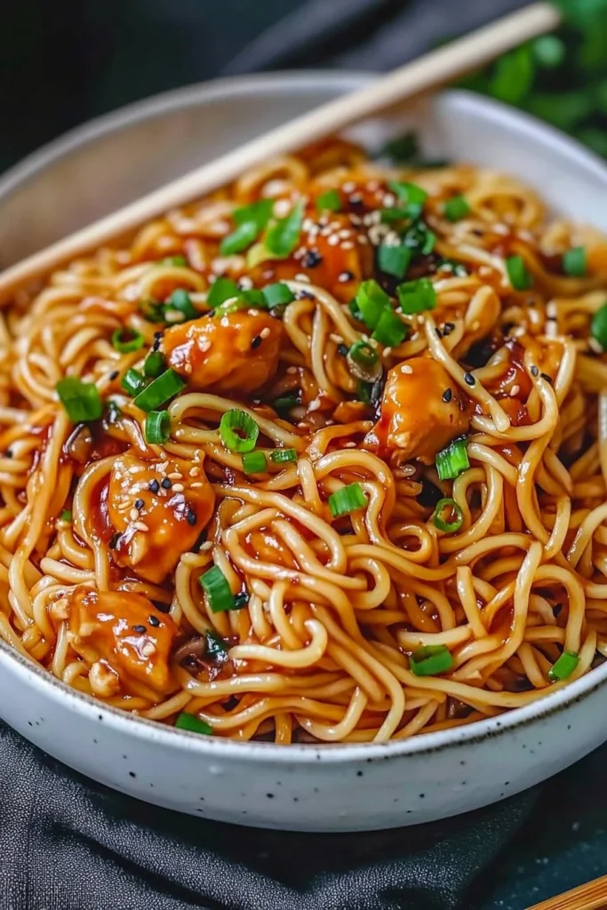 Sticky Garlic Chicken Noodles