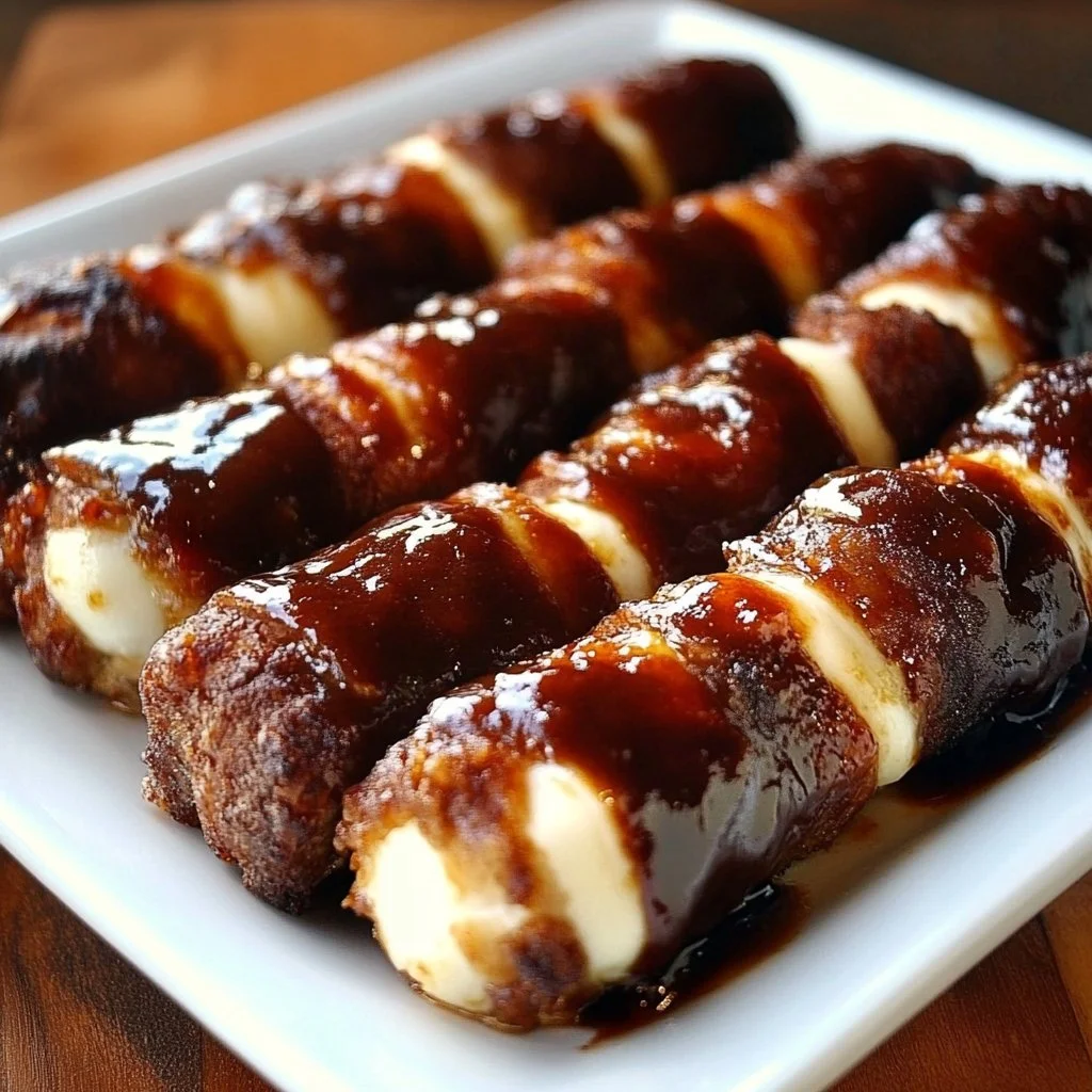 BBQ Beef Wrapped Mozzarella Sticks