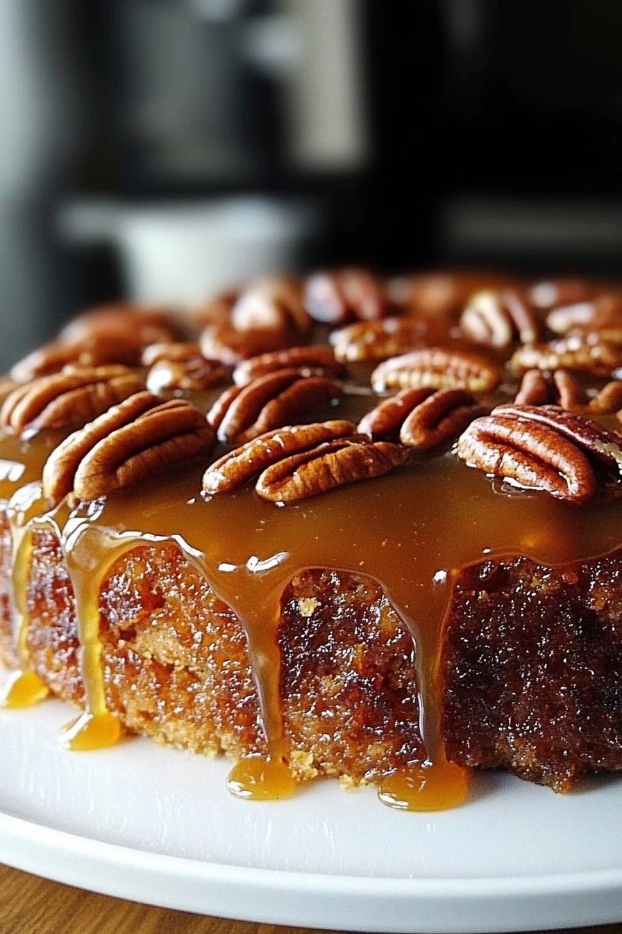 Caramel Pecan Upside Down Cake