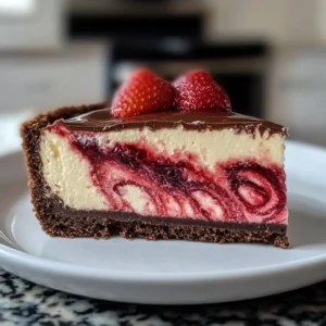Chocolate Strawberry Swirl Cheesecake