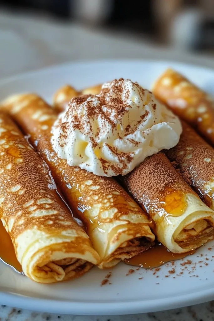 Cinnamon Roll High Protein Cinnamon Roll High Protein Crepesserved with cream and cinnamon topping