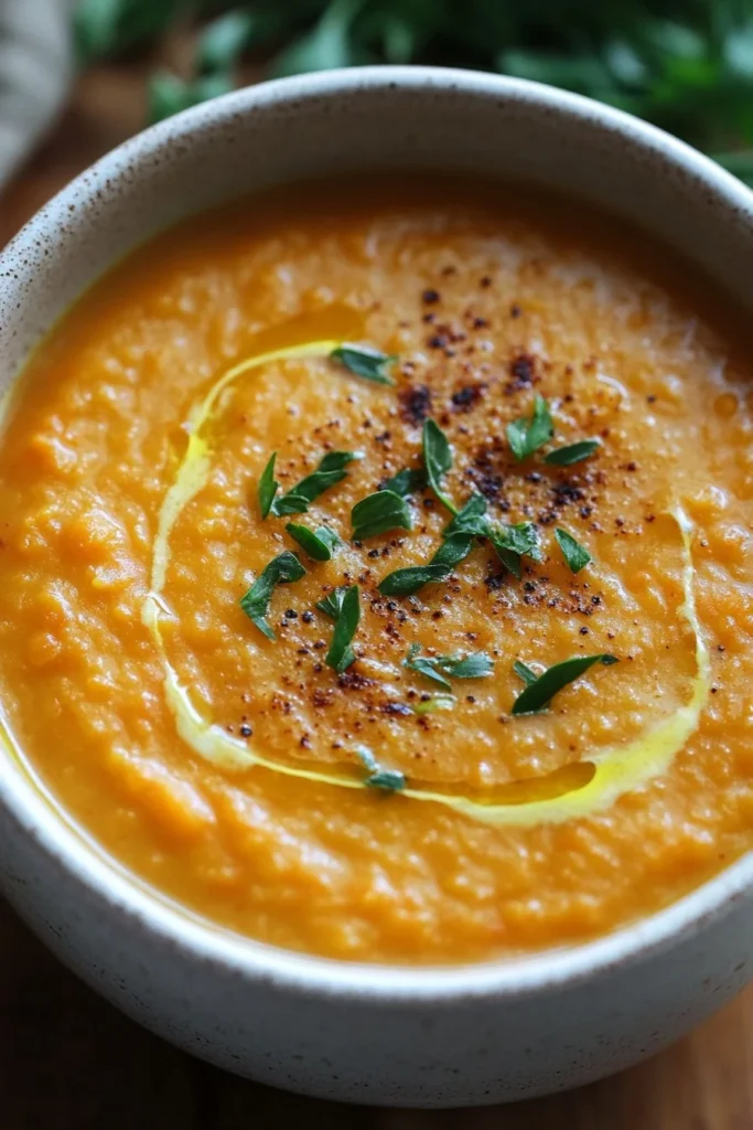 creamy carrot lentil soup