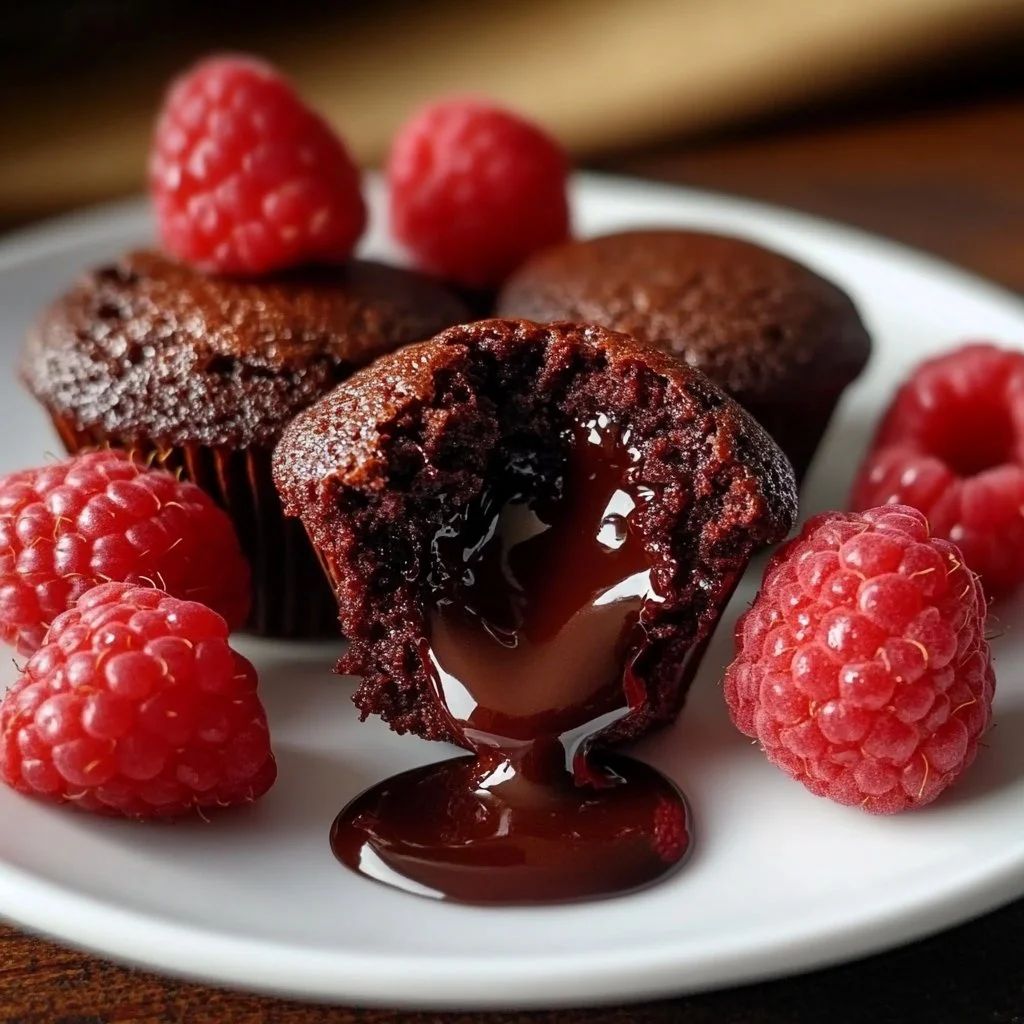 Raspberry Chocolate Lava Cupcakes