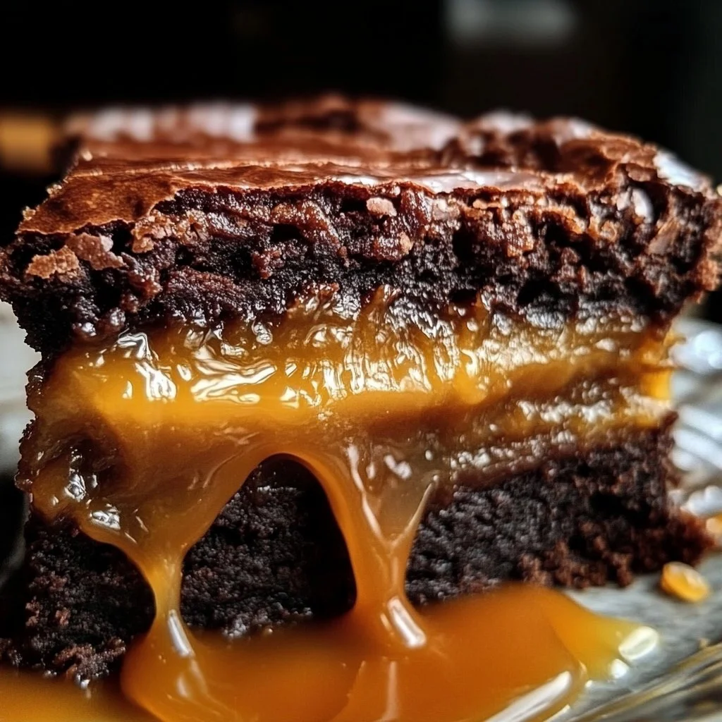 Rich and Gooey Caramel Brownie Pie