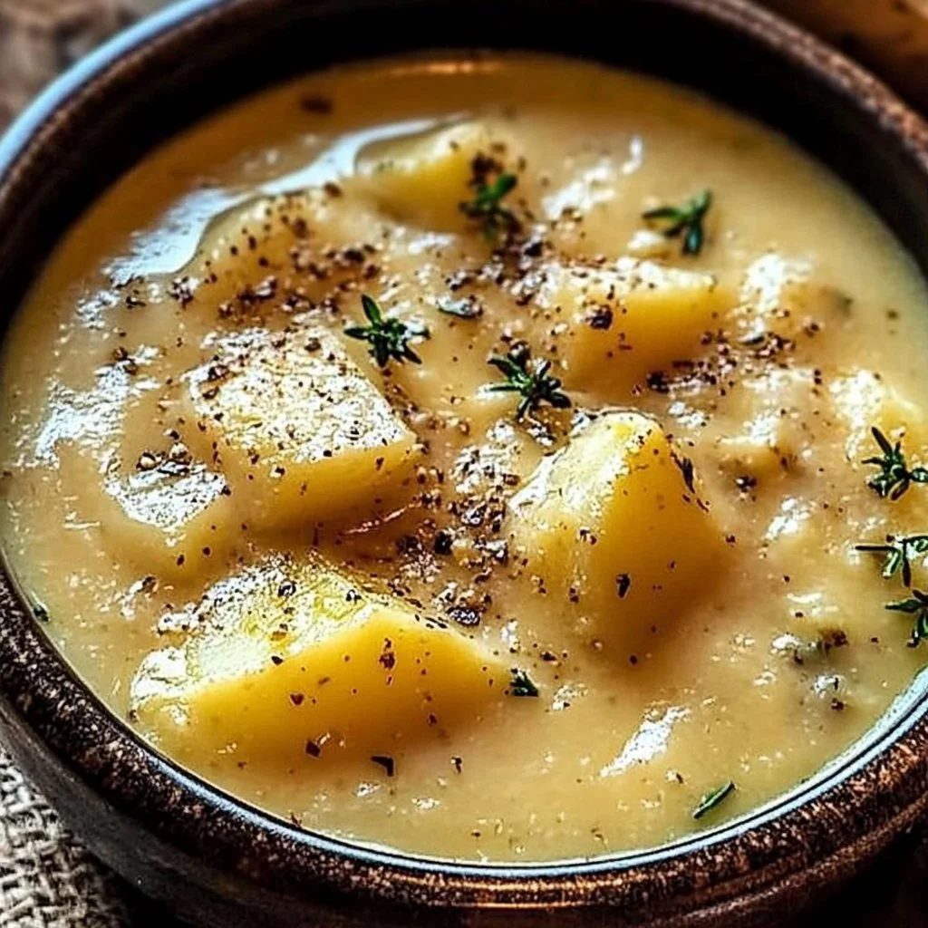 Hearty Cheddar Garlic Herb Potato Soup