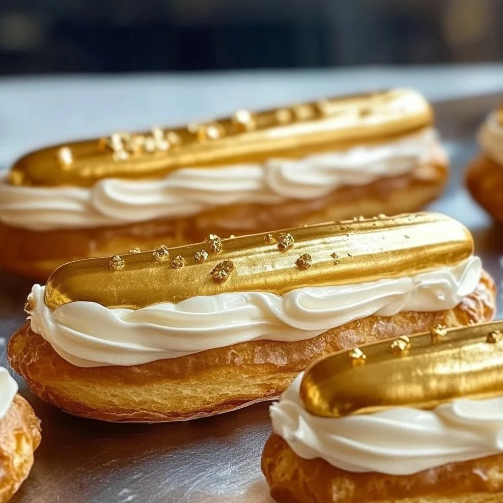 New Year’s Eve Éclairs with Gold Glaze