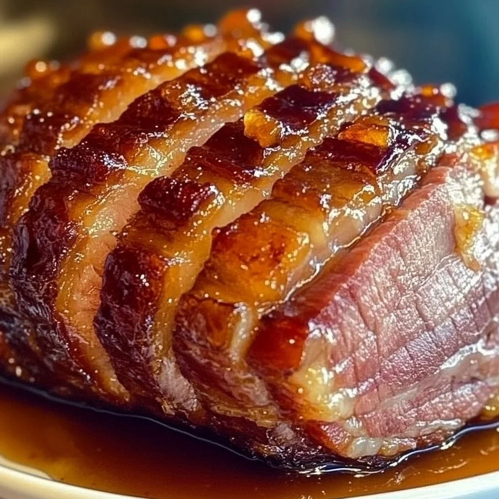 Perfectly glazed ham ready to be served for a festive meal