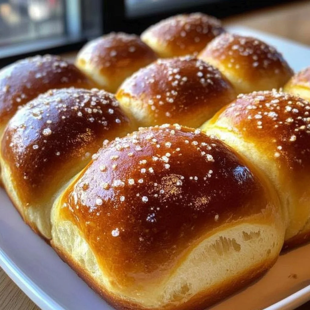 Freshly baked pull-apart pretzel rolls served warm