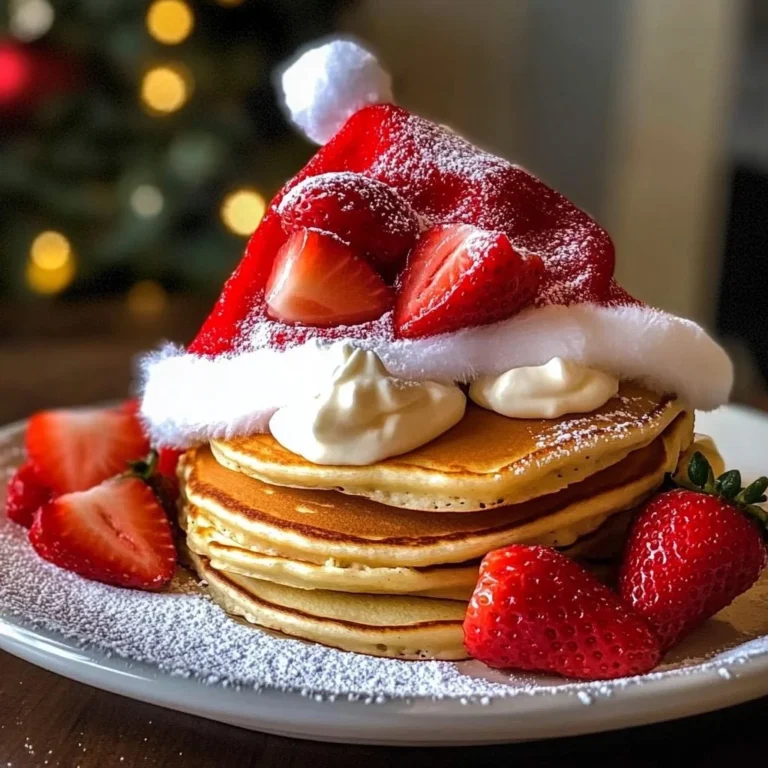 Santa Hat Strawberry Pancakes