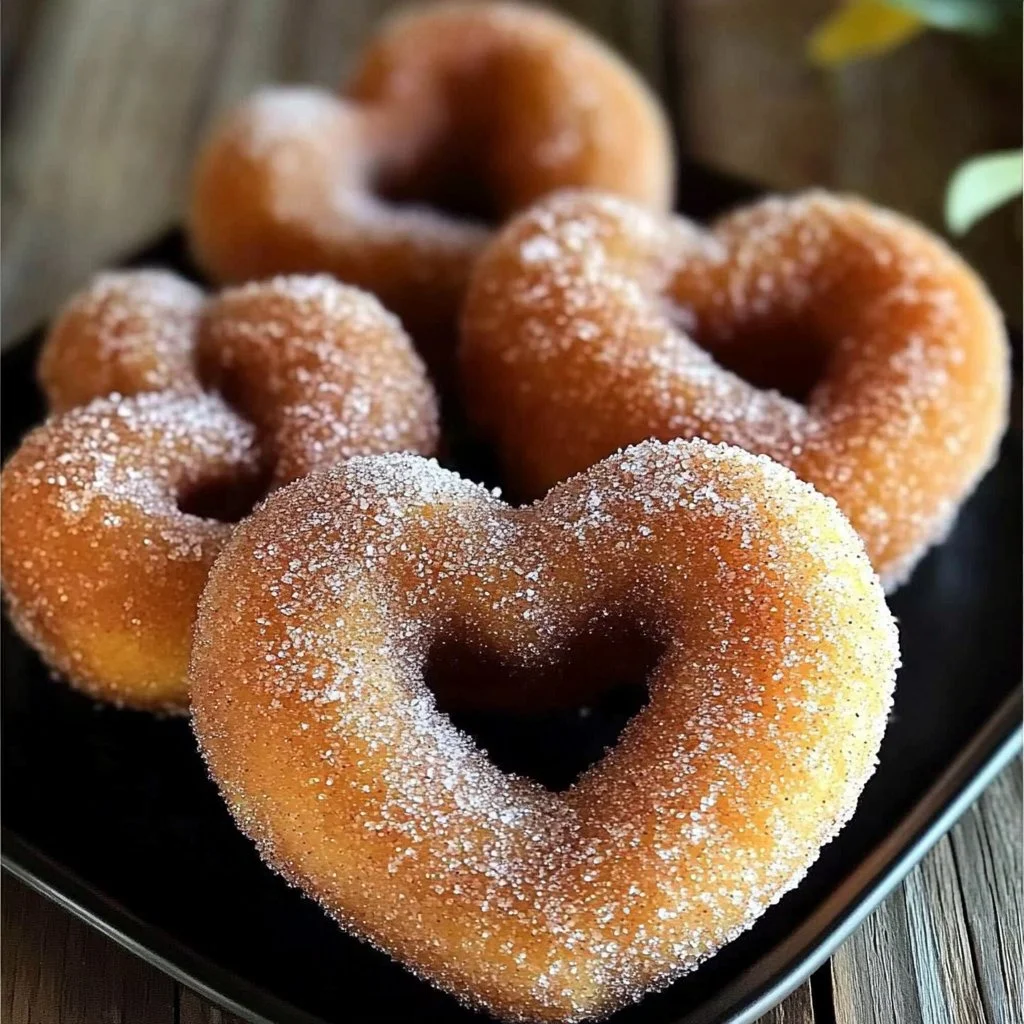 Cinnamon Sugar Heart Doughnuts