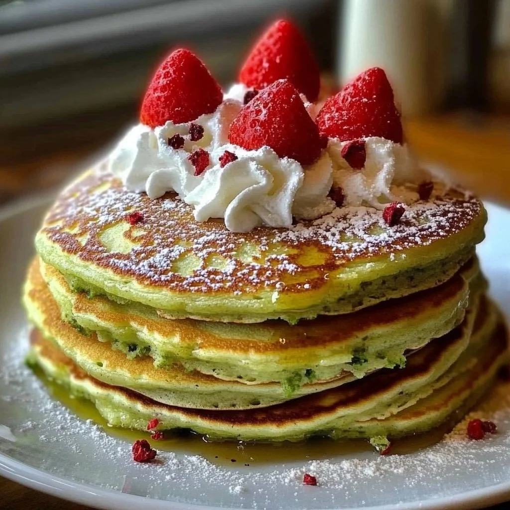Fluffy Copycat IHOP Grinch Pancakes