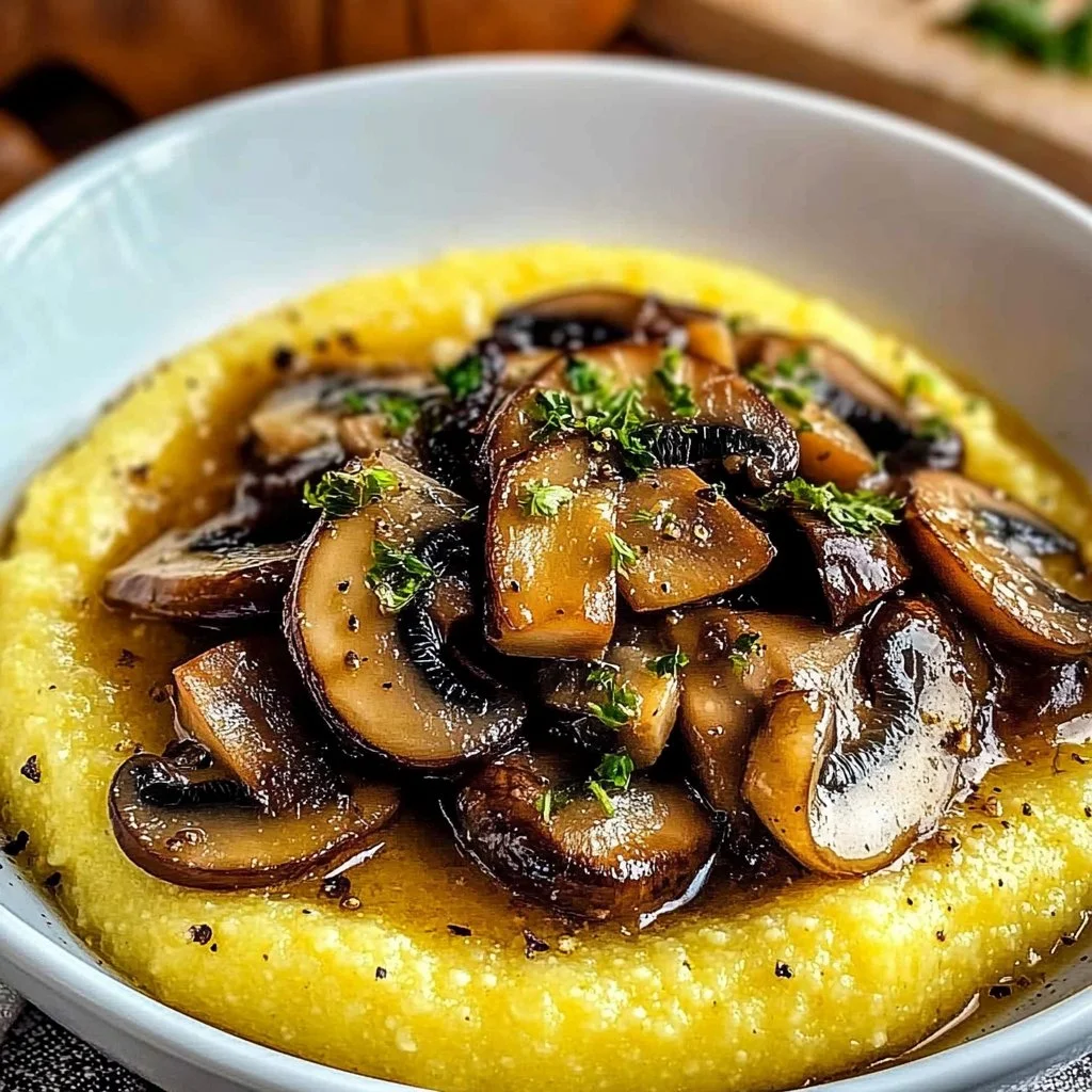 Creamy Garlic Polenta With Mushrooms