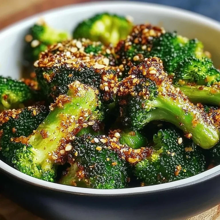 Crispy garlic broccoli cooked in an air fryer, perfect for a healthy side dish.