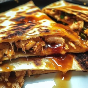 Delicious hot honey chicken quesadilla with a drizzle of honey and melted cheese