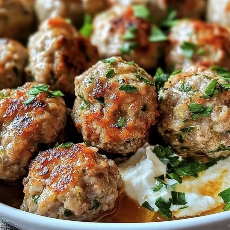 Delicious Keto Greek Meatballs served with herbs and spices