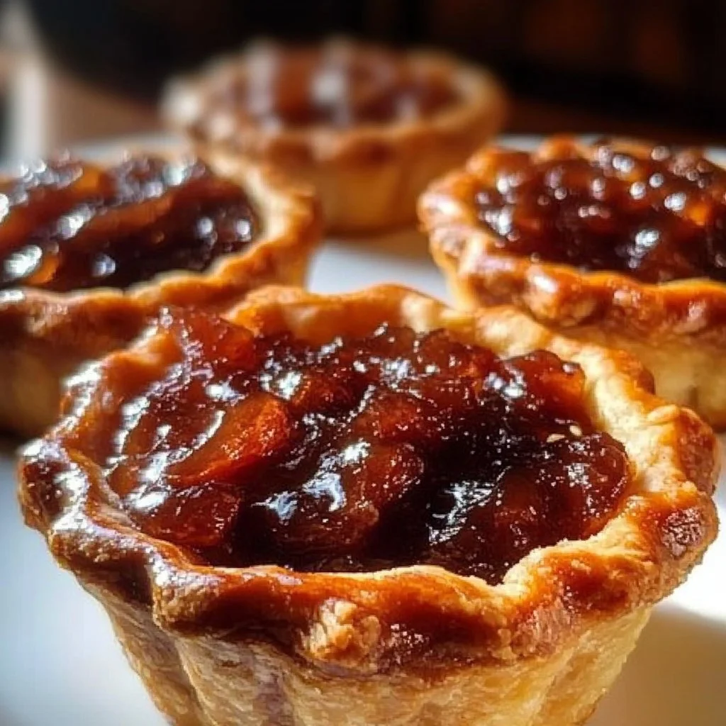 Homemade mincemeat tarts with pastry crust and spiced fruit filling