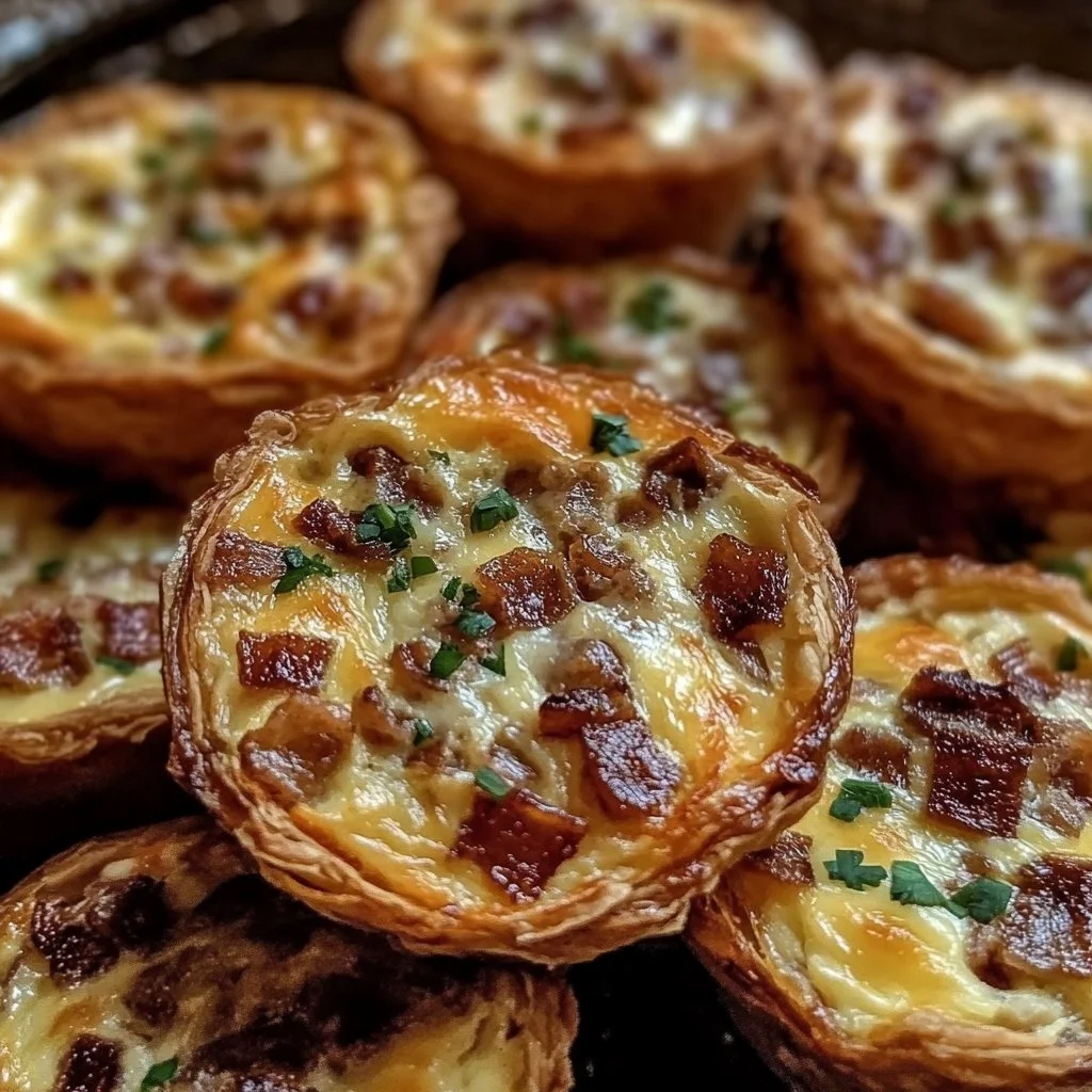 Mini Quiche Lorraine Bites with crispy crust, bacon, and cheese
