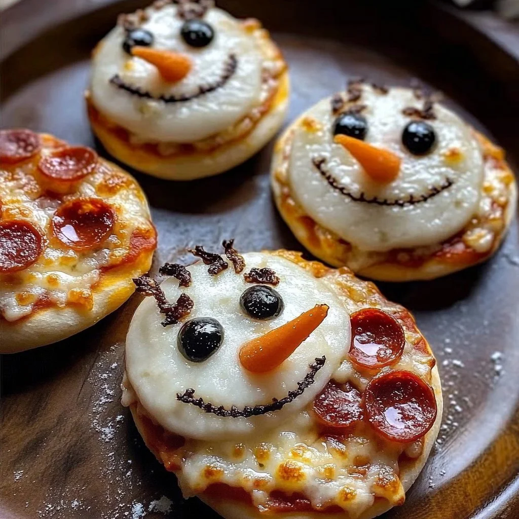 Mini Snowman Pizzas