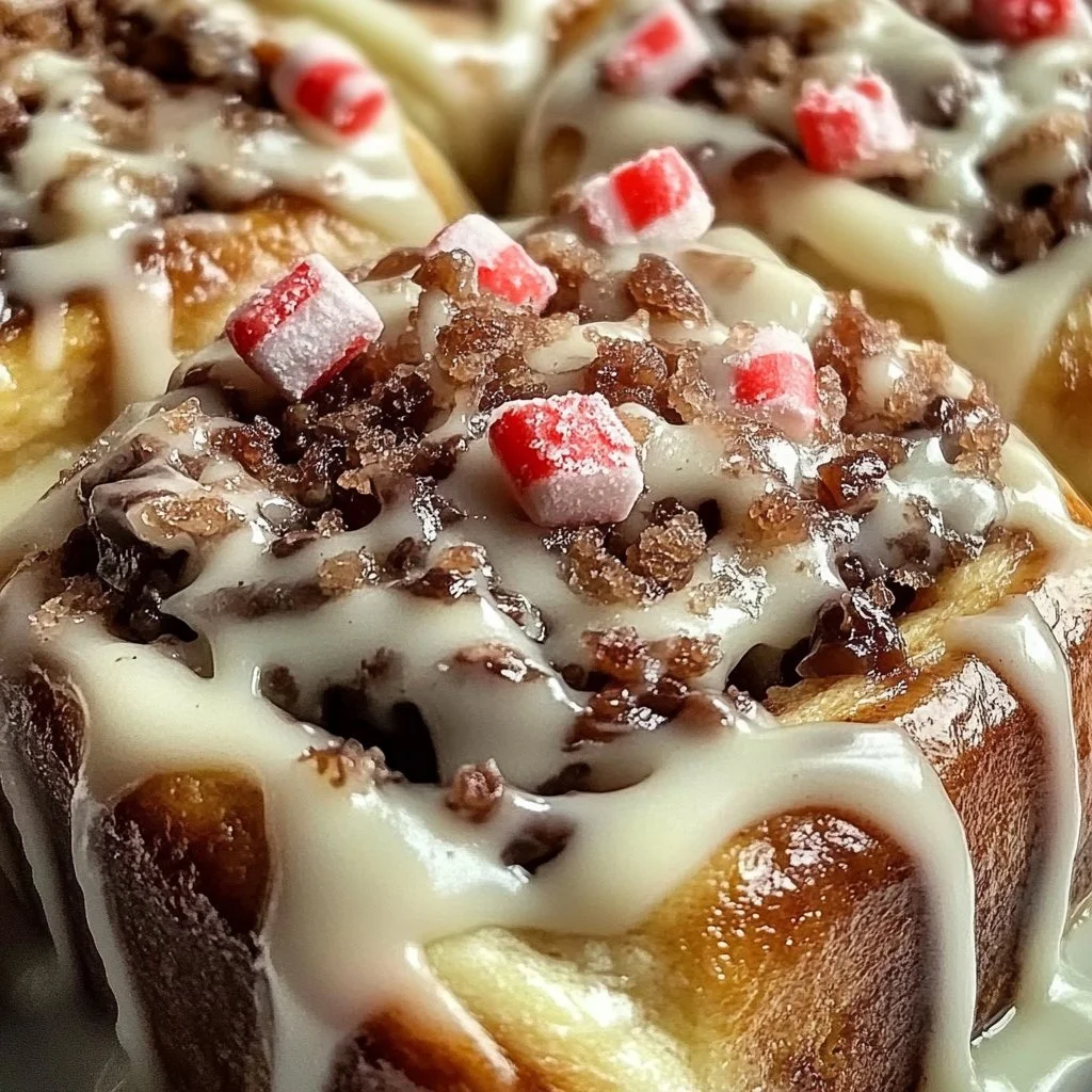 Peppermint Bark Cinnamon Rolls