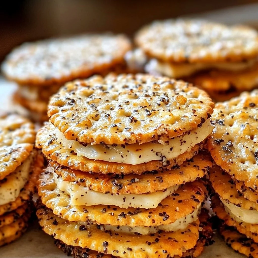 Delicious Ritz Cracker party sandwiches served on a platter at a gathering.