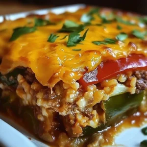 Delicious Stuffed Chile Casserole with 7 layers of flavor