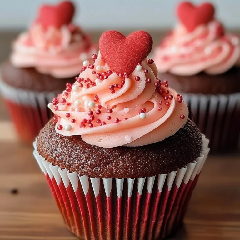 Cupcakes decorated for Valentine's Day with frosting and hearts