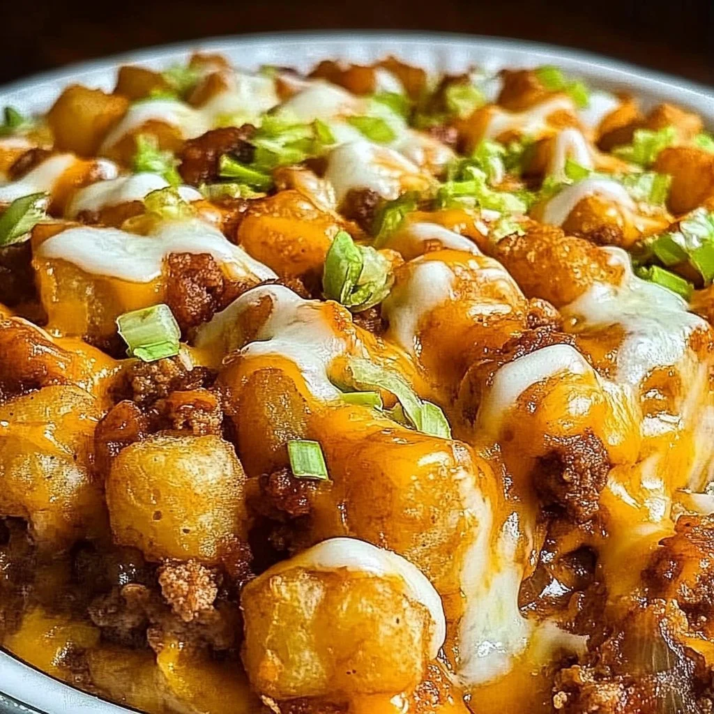 Delicious Big Mac Tater Tot Casserole with beef, cheese, and special sauce