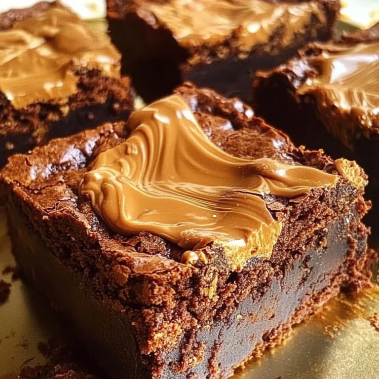 Decadent Biscoff brownies topped with creamy frosting and Biscoff spread.