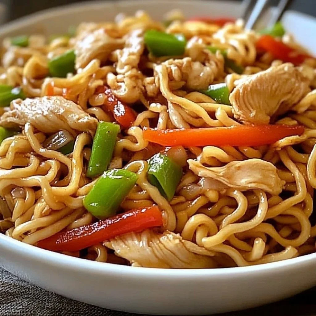 Delicious Chicken Chow Mein served in a bowl with vegetables and noodles
