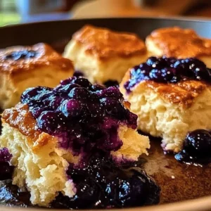 Delicious blueberry butter swim biscuits fresh out of the oven.