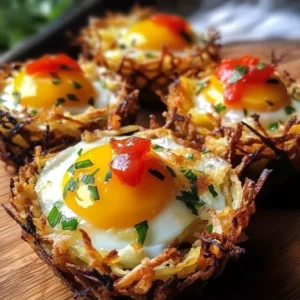 Eggs served in crispy Hash Brown Baskets for a delicious brunch dish