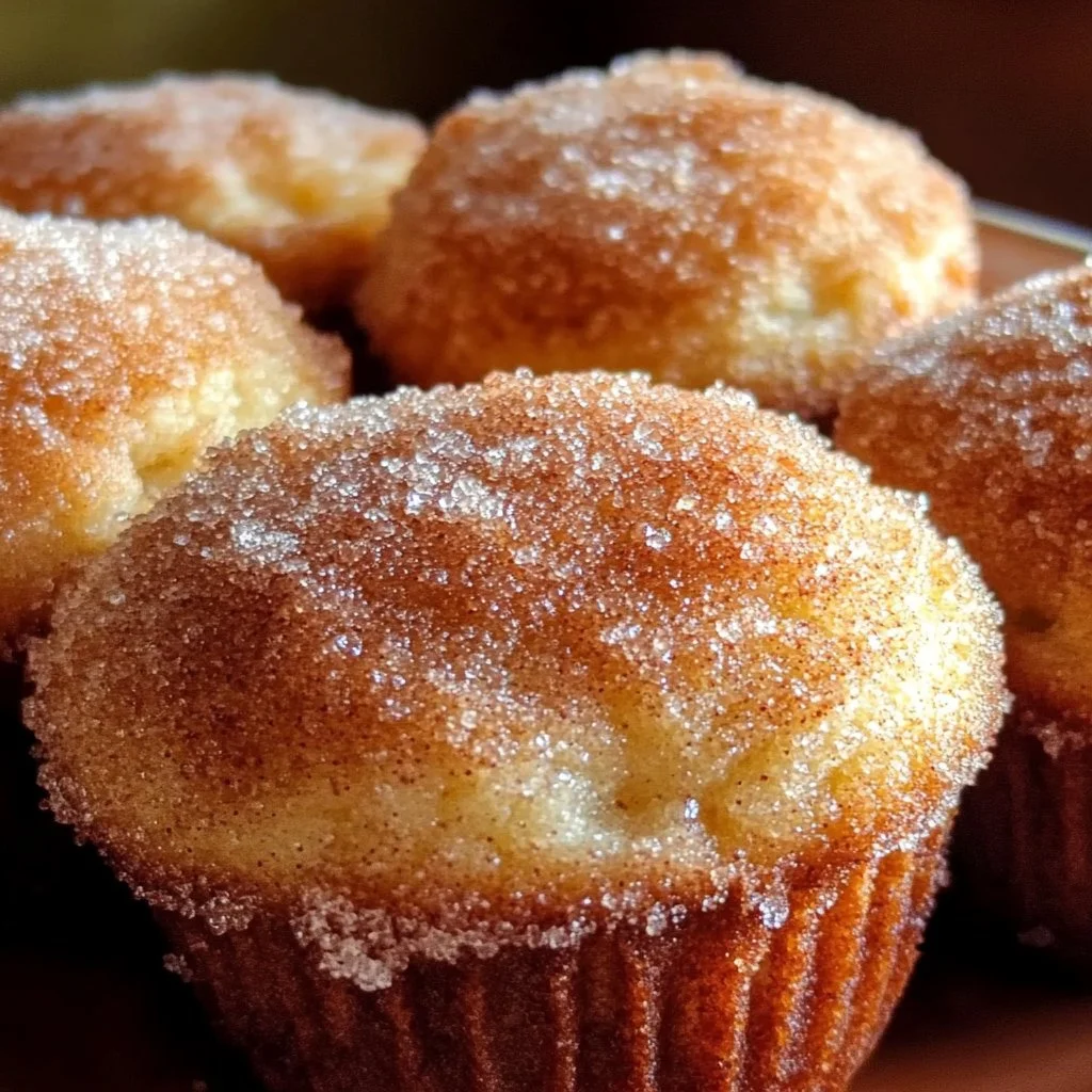 Fluffy cinnamon sugar donut muffins fresh out of the oven