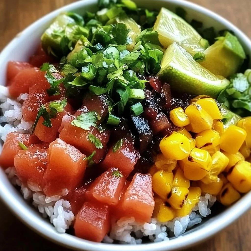 Colorful Mexican Poke Bowl featuring fresh ingredients and unique flavor combinations.