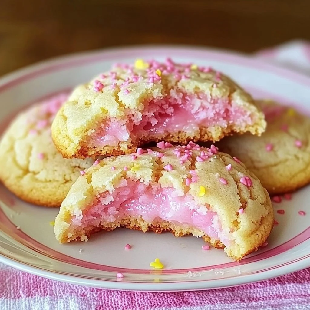 Delicious Pink Lemonade Cookies served on a bright summer day
