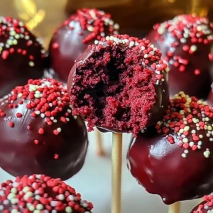 Delicious red velvet cake pops arranged on a plate, perfect for parties.
