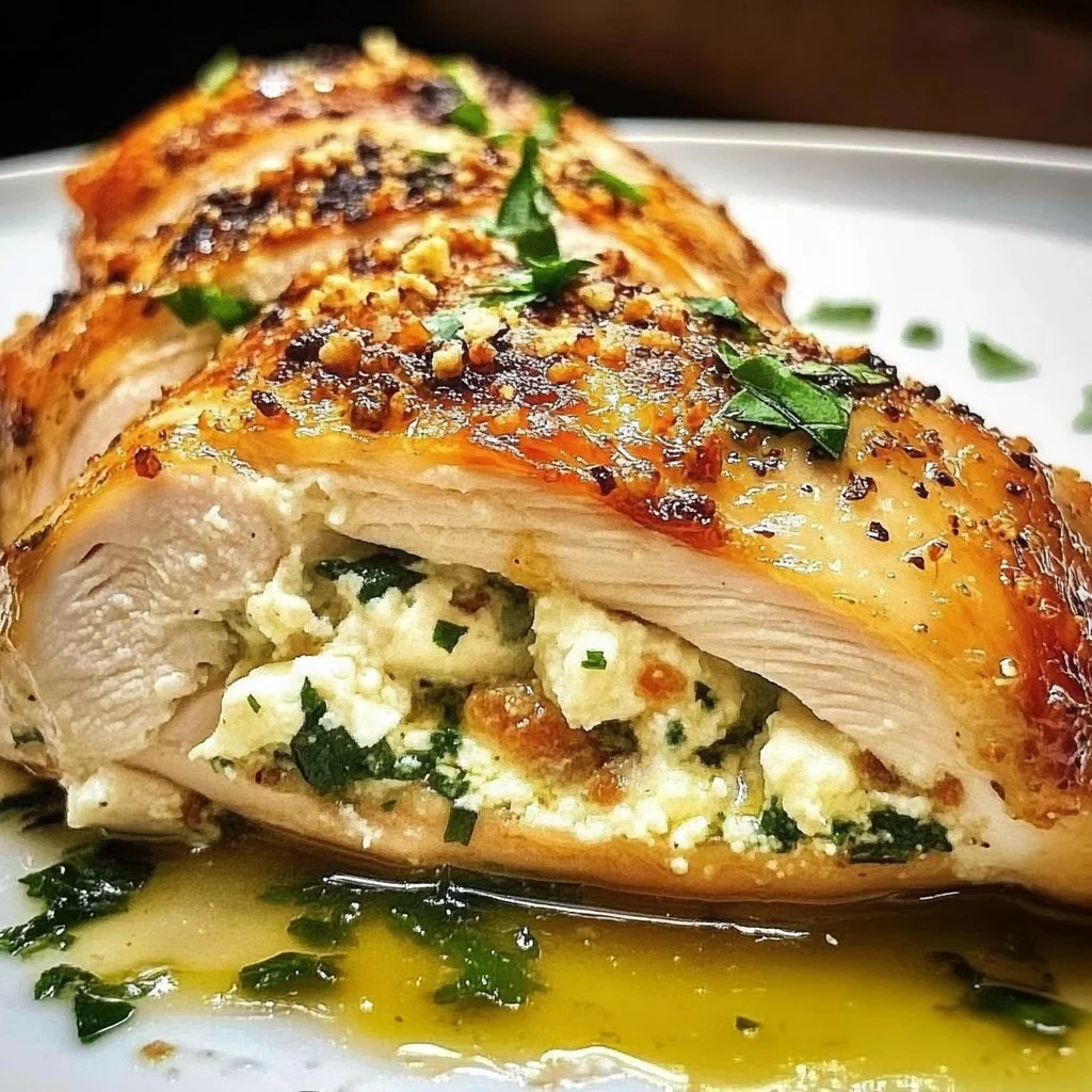 Ricotta stuffed chicken with layers of flavor on a plate