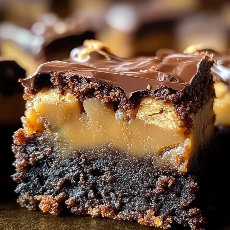 Delicious Snickers Brownies topped with chocolate and caramel