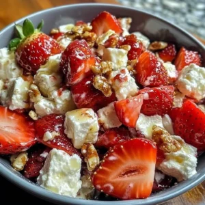 Bowl of fresh Strawberry Crack Salad with vibrant berries and creamy dressing