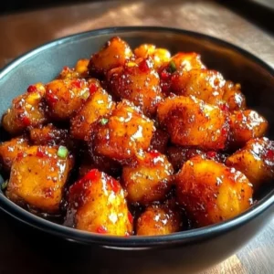 Air Fryer Sweet Chili Chicken served on a plate with garnishes
