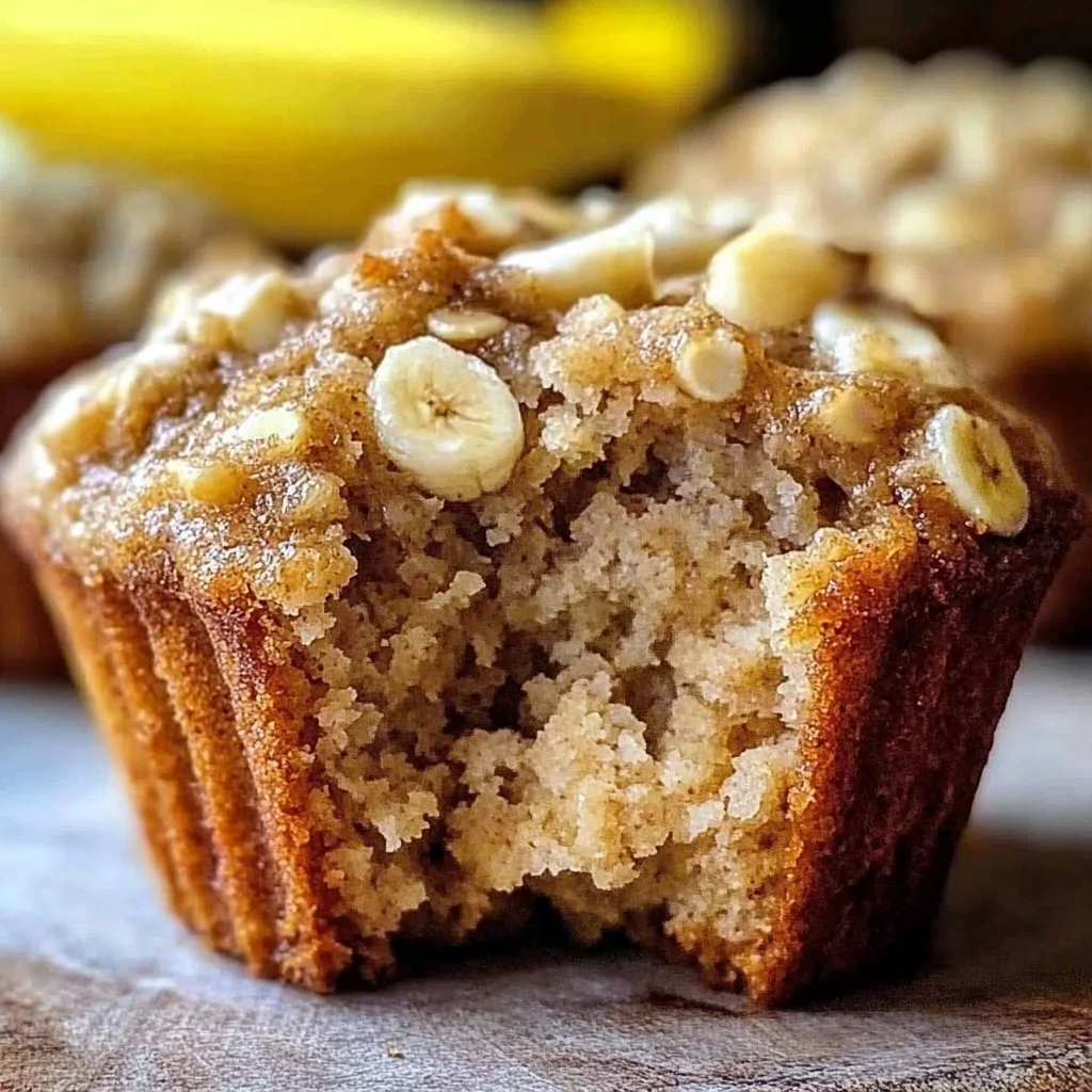 Freshly baked Banana Oatmeal Muffins on a cooling rack.