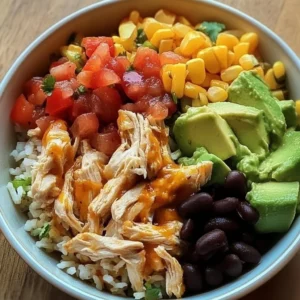 Delicious Chicken Burrito Bowl with fresh ingredients and vibrant toppings